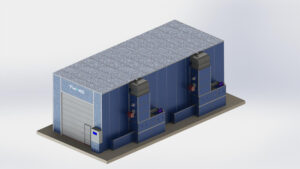 Realizace průchozí průmyslové lakovny s tryskací komorou