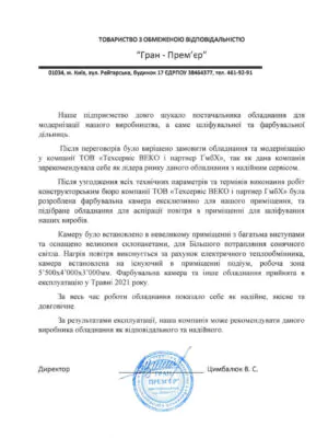 Модернізація виробництва ТОВ “Гран-Прем’єр” за допомогою TWEKO