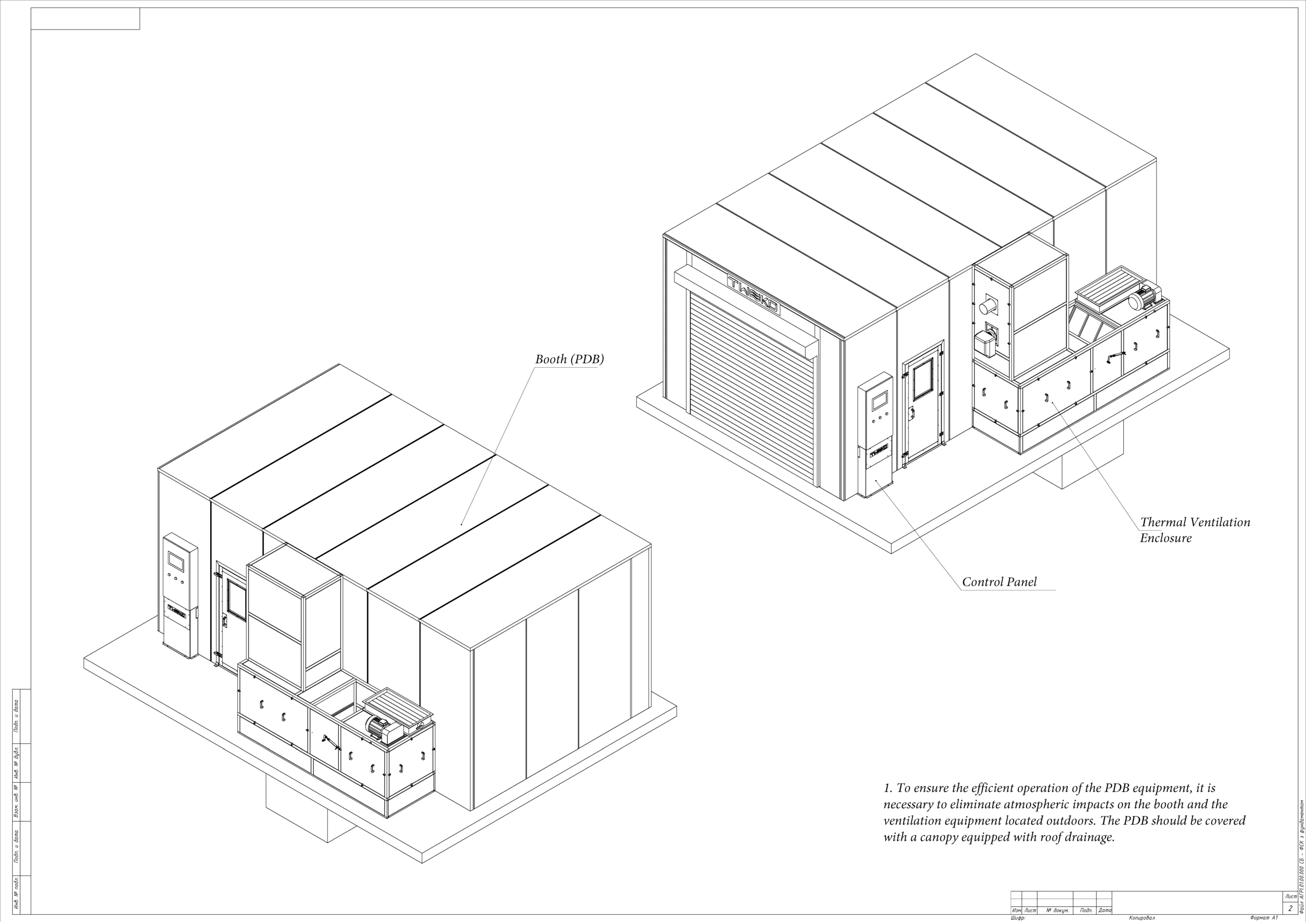 Industrial spray booth for defense sector automotive equipment